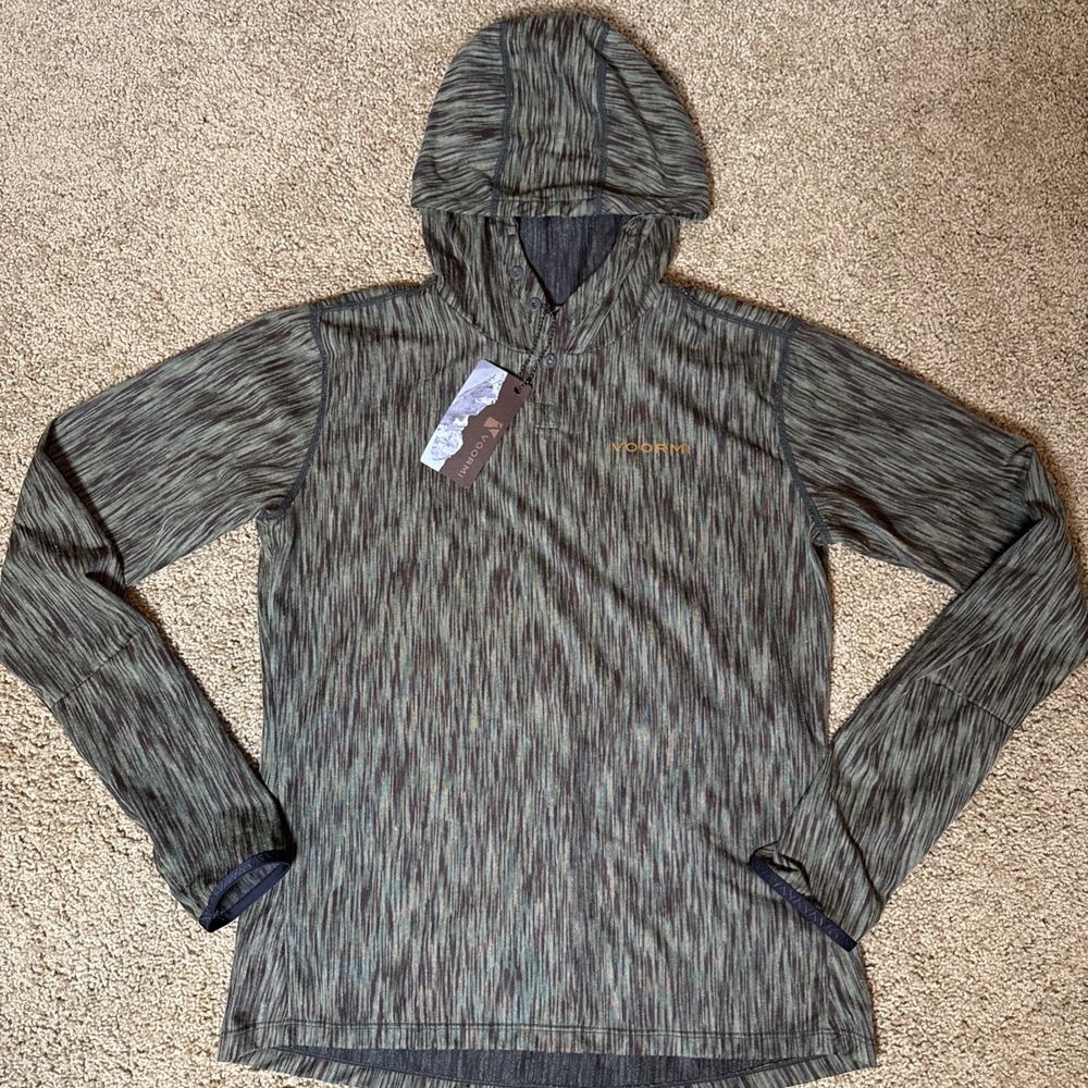 VOORMI Women's Medium Field Run Hoodie Green Camo NWT $139 Camping Made in USA